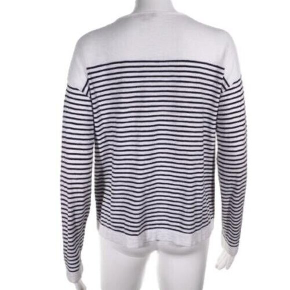 Gap Sweater Women Size Small  V Neck Striped Long Sleeve Black White Pullover - Picture 7 of 11